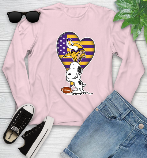 Minnesota Vikings NFL Football The Peanuts Movie Adorable Snoopy Youth Long Sleeve 10