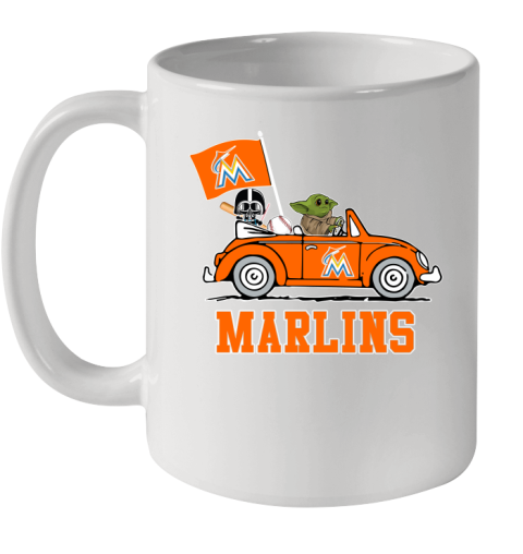 MLB Baseball Miami Marlins Darth Vader Baby Yoda Driving Star Wars Shirt Ceramic Mug 11oz