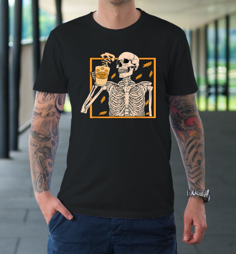 Halloween Skeleton Pumpkin Spice Latte Syrup Creamer Vintage T-Shirt