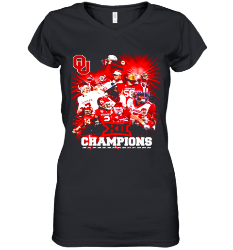 Oklahoma Sooners Team XII Champions Women's V-Neck T-Shirt
