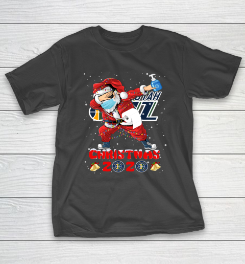 Utah Jazz Funny Santa Claus Dabbing Christmas 2020 NBA T-Shirt