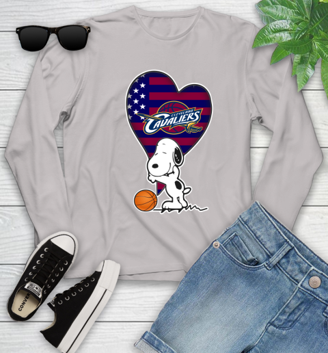 Cleveland Cavaliers NBA Basketball The Peanuts Movie Adorable Snoopy Youth Long Sleeve 12