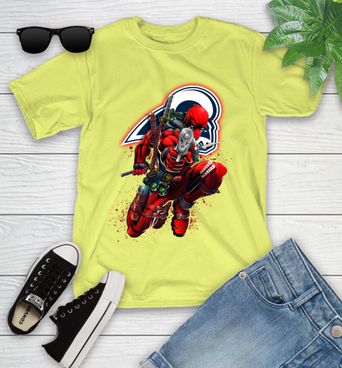 NFL Deadpool Marvel Comics Sports Football Los Angeles Rams Youth T-Shirt 8
