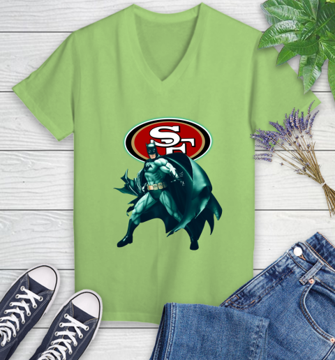 NFL Batman Football Sports San Francisco 49ers Women's V-Neck T-Shirt 11