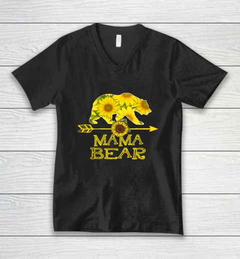 Mama Bear Sunflower T Shirt Funny Mother Father Gift V-Neck T-Shirt