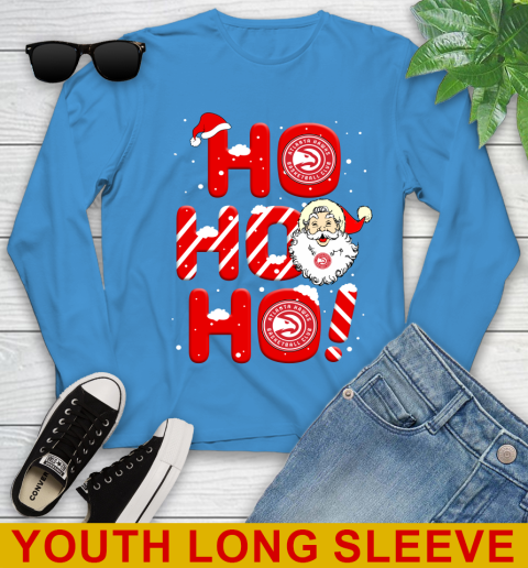 Atlanta Hawks NBA Basketball Ho Ho Ho Santa Claus Merry Christmas Shirt Youth Long Sleeve 8