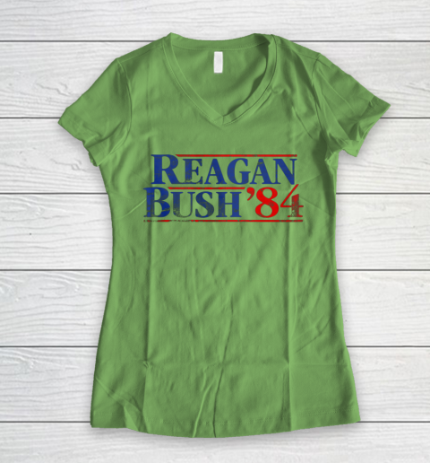 Reagan Bush 84 Vintage Style Conservative Republican Women's V-Neck T-Shirt 5