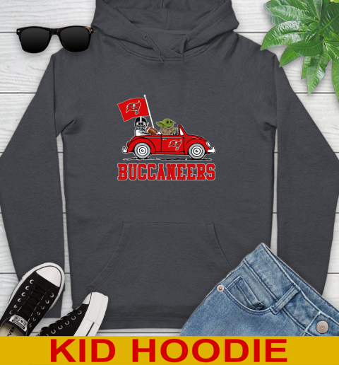NFL Football Tampa Bay Buccaneers Darth Vader Baby Yoda Driving Star Wars Shirt Youth Hoodie 9