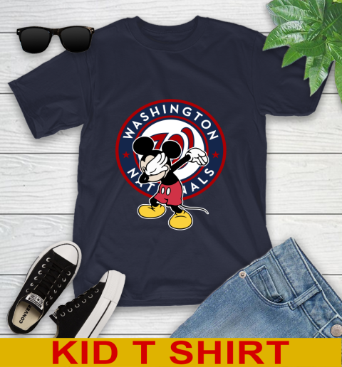 Washington Nationals MLB Baseball Dabbing Mickey Disney Sports Youth T-Shirt 3