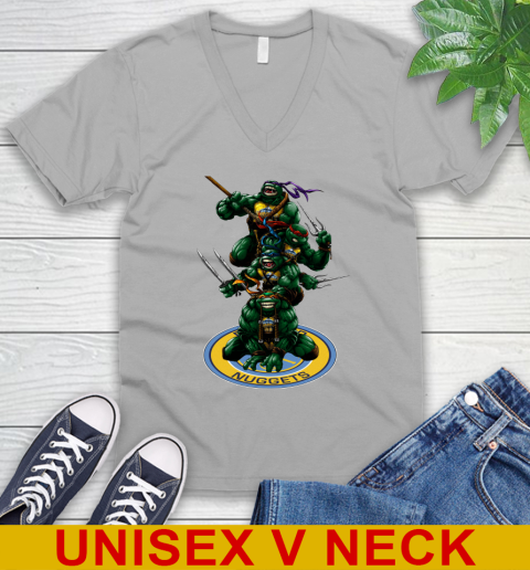 NBA Basketball Denver Nuggets Teenage Mutant Ninja Turtles Shirt V-Neck T-Shirt 4