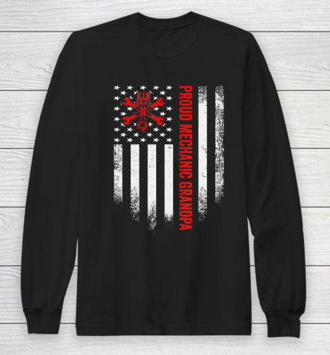 GrandFather gift shirt Vintage USA American Flag Proud Mechanic Grandpa Distressed T Shirt Long Sleeve T-Shirt