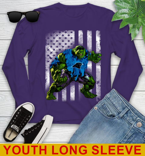 Carolina Panthers Hulk Marvel Avengers NFL Football American Flag Youth Long Sleeve 4
