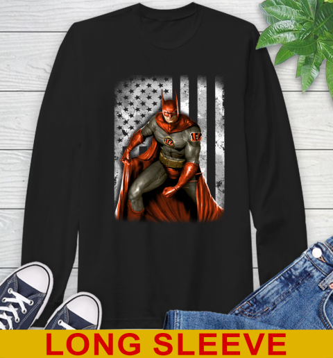 Cincinnati Bengals NFL Football Batman DC American Flag Shirt Long Sleeve T-Shirt