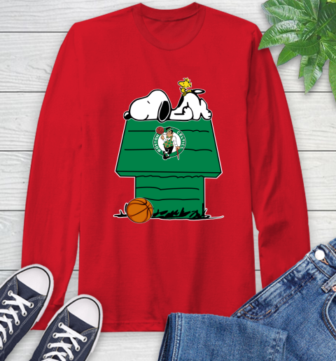 Boston Celtics NBA Basketball Snoopy Woodstock The Peanuts Movie Long Sleeve T-Shirt 10