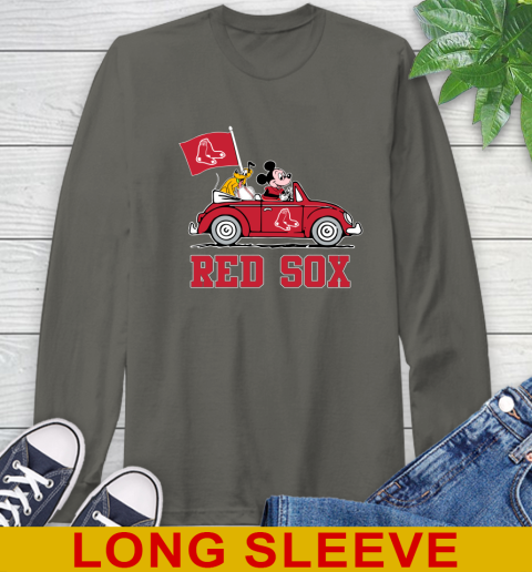 MLB Baseball Boston Red Sox Pluto Mickey Driving Disney Shirt Long Sleeve T-Shirt 8