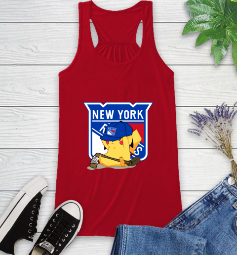NHL Pikachu Hockey Sports New York Rangers Racerback Tank 6