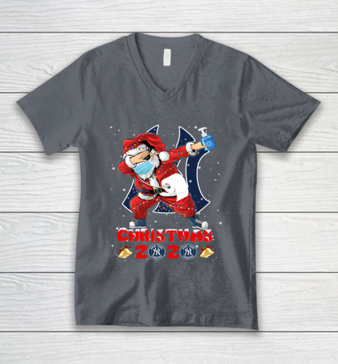 New York Yankees Funny Santa Claus Dabbing Christmas 2020 MLB V-Neck T-Shirt 4