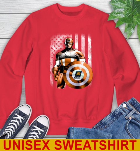 Phoenix Suns NBA Basketball Captain America Marvel Avengers American Flag Shirt Sweatshirt 12