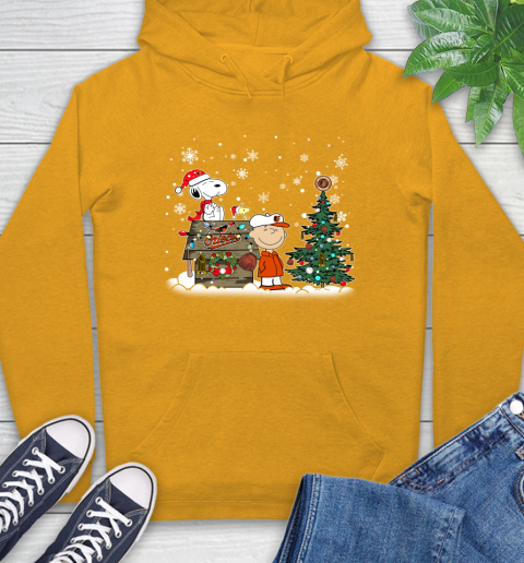 MLB Baltimore Orioles Snoopy Charlie Brown Christmas Baseball Commissioner's Trophy Hoodie 2