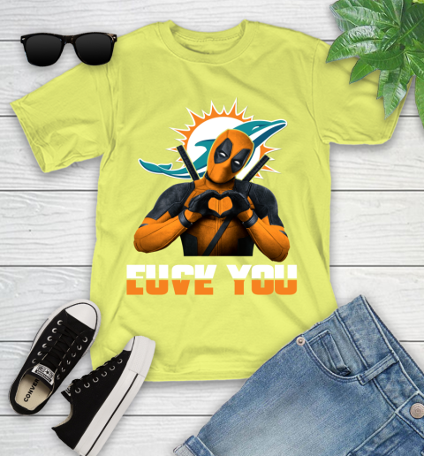 NHL Miami Dolphins Deadpool Love You Fuck You Football Sports Youth T-Shirt 10