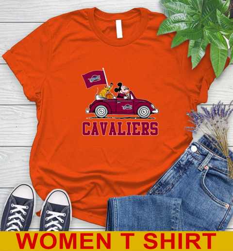 NBA Basketball Cleveland Cavaliers Pluto Mickey Driving Disney Shirt Women's T-Shirt 4