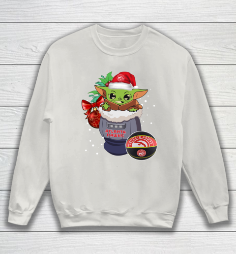 Atlanta Hawks Christmas Baby Yoda Star Wars Funny Happy NBA Sweatshirt 10