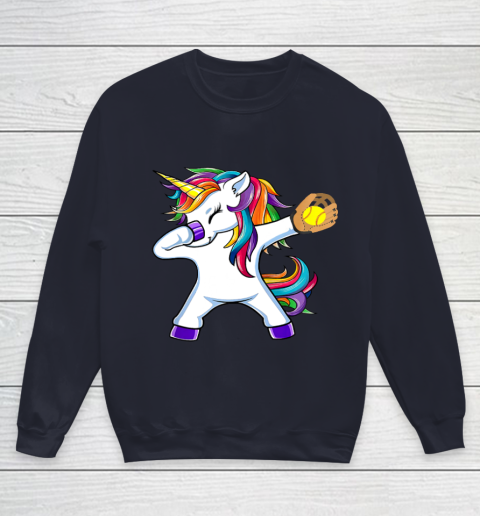 Dabbing Unicorn Softball T Shirt Funny Dab Gift Youth Sweatshirt 3