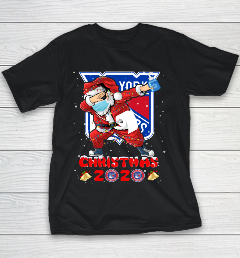 New York Rangers Funny Santa Claus Dabbing Christmas 2020 NHL Youth T-Shirt