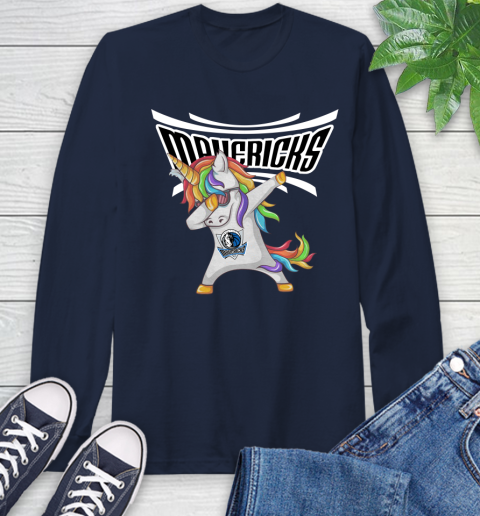 Dallas Mavericks NBA Basketball Funny Unicorn Dabbing Sports Long Sleeve T-Shirt 4