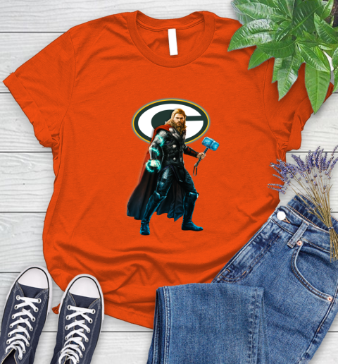 NFL Thor Avengers Endgame Football Green Bay Packers Women's T-Shirt 4