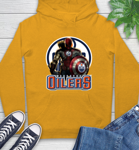 NHL Captain America Thor Spider Man Hawkeye Avengers Endgame Hockey Edmonton Oilers Hoodie 3