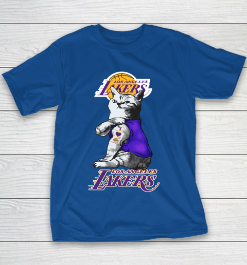 NBA Basketball My Cat Loves Los Angeles Lakers Youth T-Shirt 6