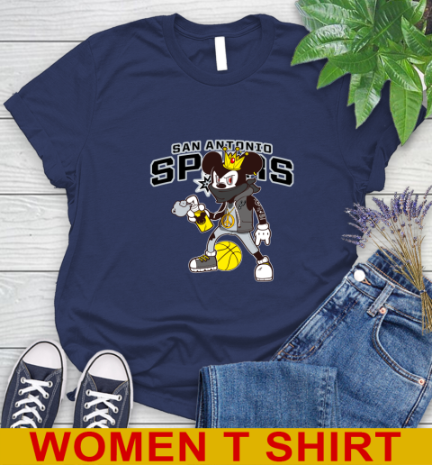 San Antonio Spurs NBA Basketball Mickey Peace Sign Sports Women's T-Shirt 12