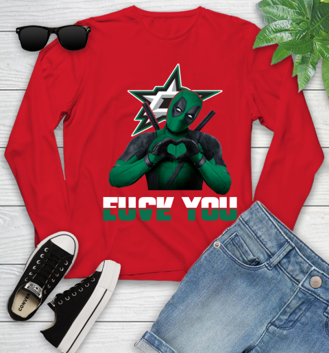 NHL Dallas Stars Deadpool Love You Fuck You Hockey Sports Youth Long Sleeve 11