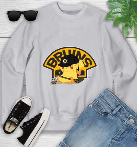 NHL Pikachu Hockey Sports Boston Bruins Youth Sweatshirt 4
