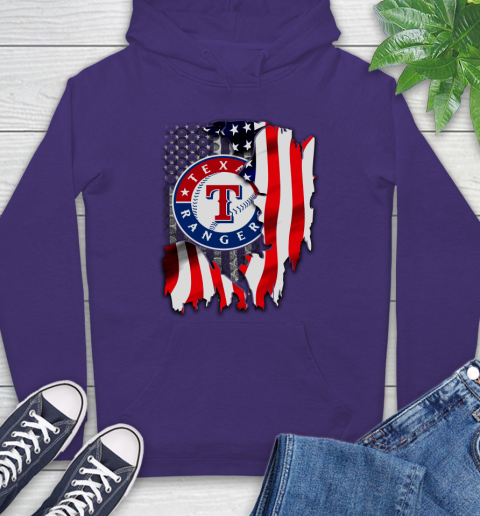 Texas Rangers MLB Baseball American Flag Hoodie 5