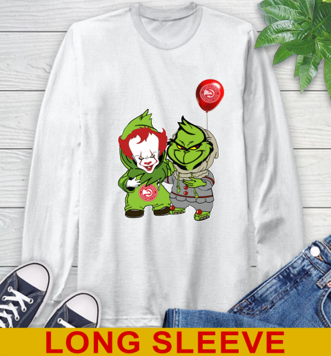 Atlanta Hawks Baby Pennywise Grinch Christmas NBA Basketball Long Sleeve T-Shirt