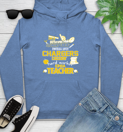 Los Angeles Chargers NFL I'm A Difference Making Student Caring Football Loving Kinda Teacher Youth Hoodie 13