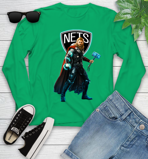 NBA Thor Avengers Endgame Basketball Brooklyn Nets Youth Long Sleeve 6