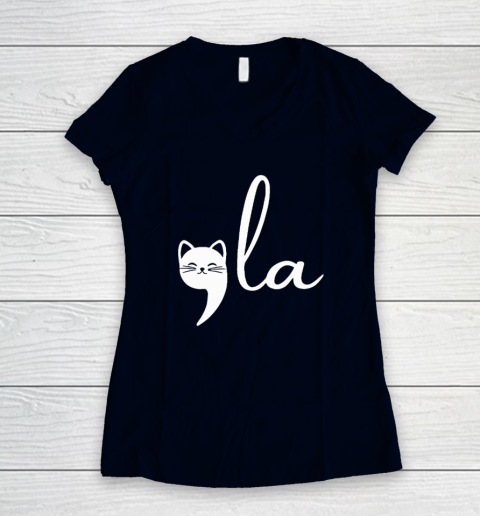 Cat Comma La Kamala Harris For President 2024 Election Women's V-Neck T-Shirt 2