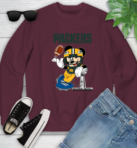 NFL Green Bay Packers Mickey Mouse Disney Super Bowl Football T Shirt Youth Sweatshirt 5