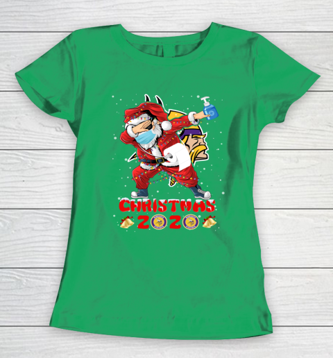 Minnesota Vikings Funny Santa Claus Dabbing Christmas 2020 NFL Women's T-Shirt 5