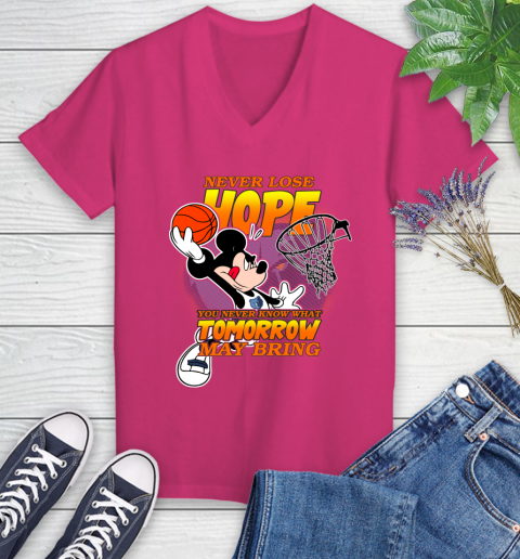 Memphis Grizzlies NBA Basketball Mickey Disney Never Lose Hope Women's V-Neck T-Shirt 9