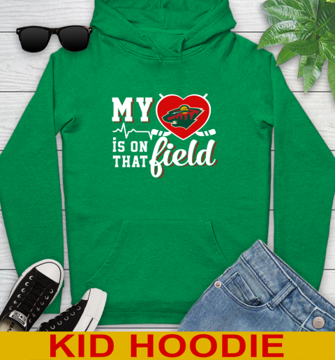 NHL My Heart Is On That Field Hockey Sports Minnesota Wild Youth Hoodie 8