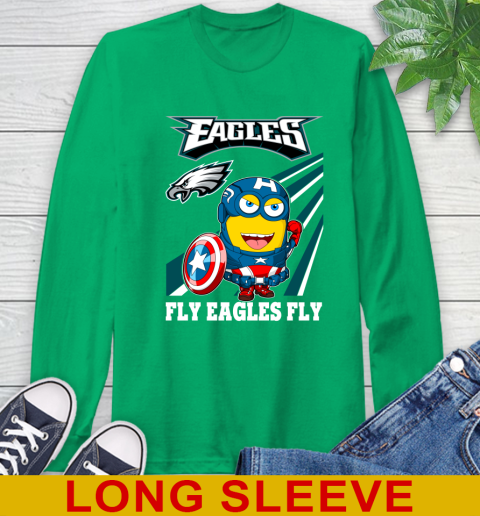 NFL Football Philadelphia Eagles Captain America Marvel Avengers Minion Shirt Long Sleeve T-Shirt 8