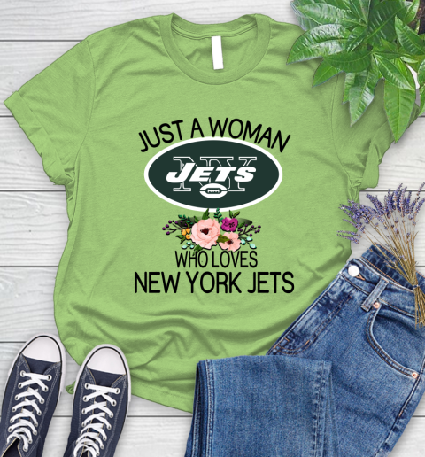 NFL Just A Woman Who Loves New York Jets Football Sports Women's T-Shirt 7