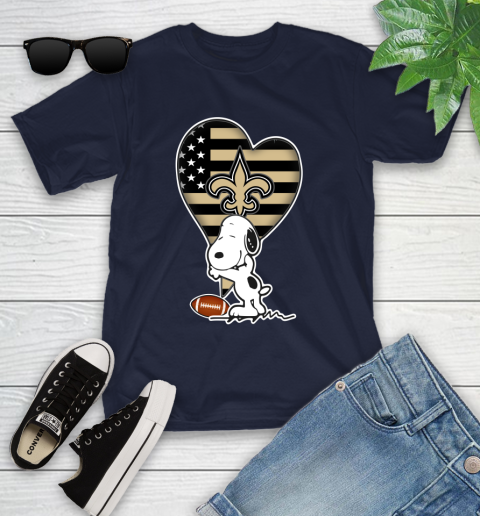 New Orleans Saints NFL Football The Peanuts Movie Adorable Snoopy Youth T-Shirt 3