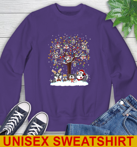Husky dog pet lover light christmas tree shirt 28