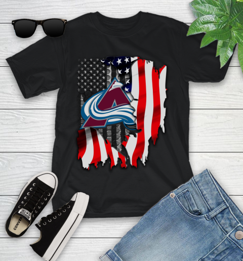 Colorado Avalanche NHL Hockey American Flag Youth T-Shirt