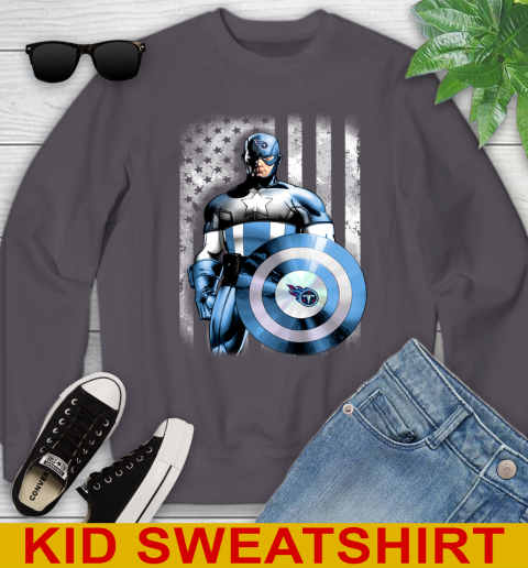 Tennessee Titans NFL Football Captain America Marvel Avengers American Flag Shirt Youth Sweatshirt 5
